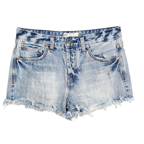 Free People Denim Shorts Button Fly Cut‎ Off Distressed 61855-16515125 Size W 26 - Picture 1 of 8